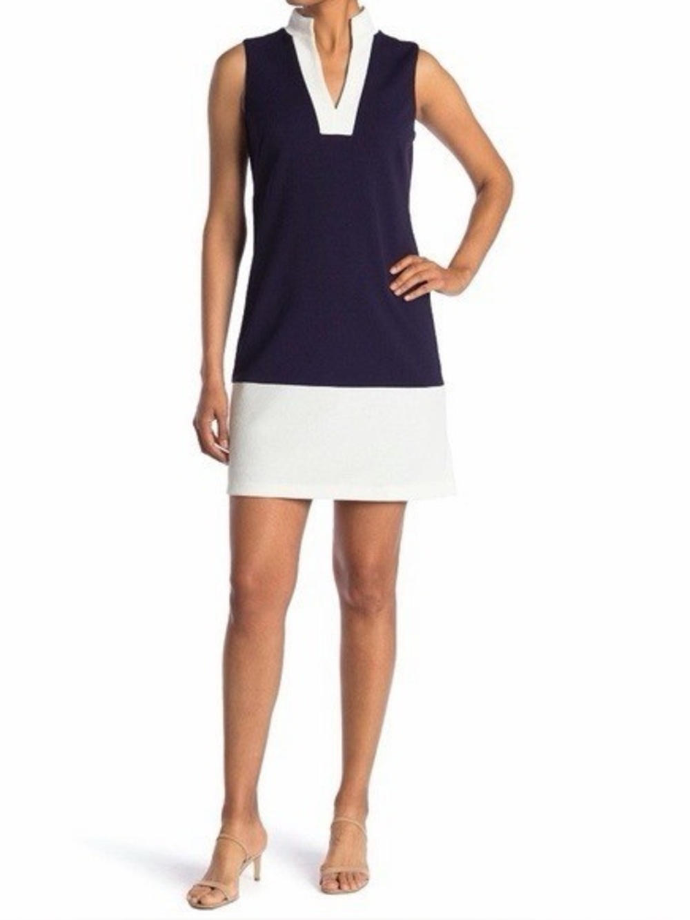 SAIL TO SABLE Navy Blue White Colorblock Nautical Preppy Dress size Medium